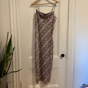 NWT Banana Republic | Silky Pink Snakeskin Midi Slip Dress